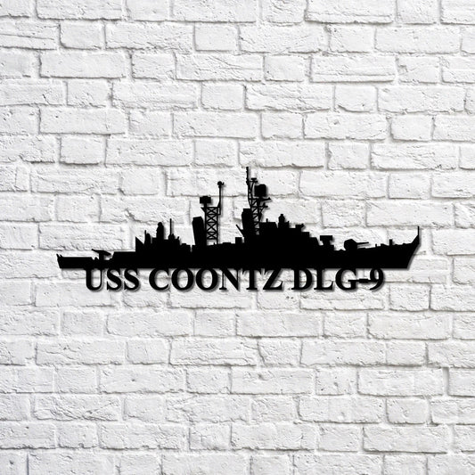 Uss Coontz Dlg9 Navy Ship Metal Sign, Memory Wall Metal Sign Gift For Navy Veteran, Navy Ships Silhouette - metal sign