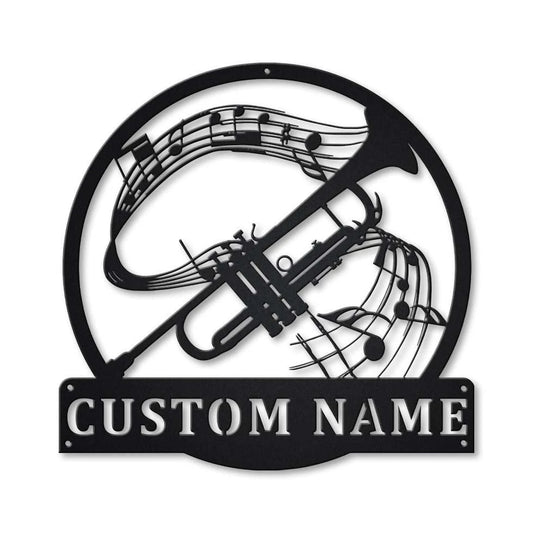 Personalized Trumpet Monogram Metal Sign Art, Custom Trumpet Monogram Metal Sign, Trumpet Gifts For Men - metal sign