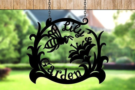 Garden Name Sign Personalized Garden Sign On Stakes Custom Garden Sign Garden Sign Outdoor Metal Decor Custom Name Personalization - 8 inches - metal sign