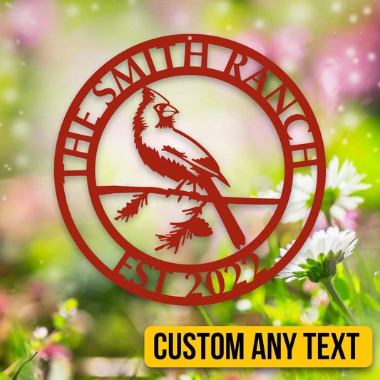 Personalized Cardinal Bird Ranch Metal Sign, Jesus, God Lovers Gift, Home Steel Decor, Metal Laser Cut Metal Signs Custom Gift Ideas - 8 inches - metal sign