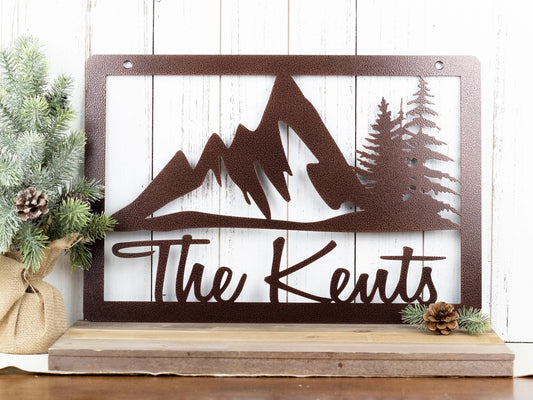 Mountain Family Name Sign, Custom Name Sign, Personalized Name Sign, Metal Wall Art, Name Sign, Wedding - wedding detail