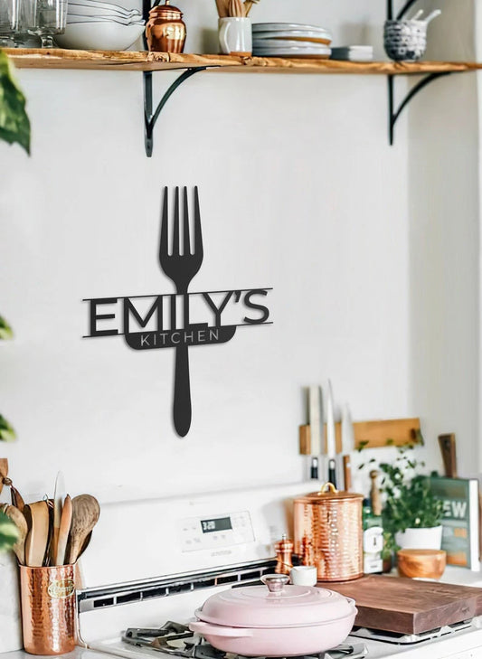 Fork personalized name kitchen decor Metal House Sign Laser Cut Metal Signs Custom Gift Ideas - 8 inches - metal sign