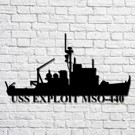 Uss Exploit Mso440 Navy Ship Metal Art, Custom Us Navy Ship Cut Metal Sign, Gift For Navy Veteran, Navy - metal sign