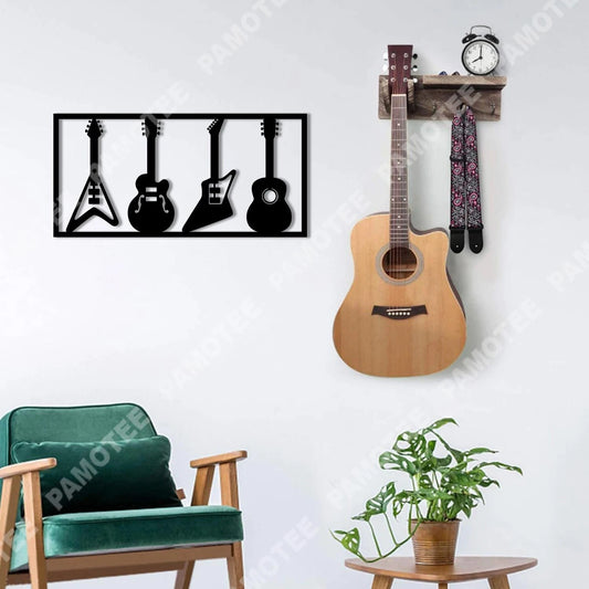 Four Electric Guitar, Acoustic Guitar, Classic Guitar Metal Art, Gift For Guitarist, Metal Laser Cut Metal Signs Custom Gift Ideas - 8 inches - metal sign