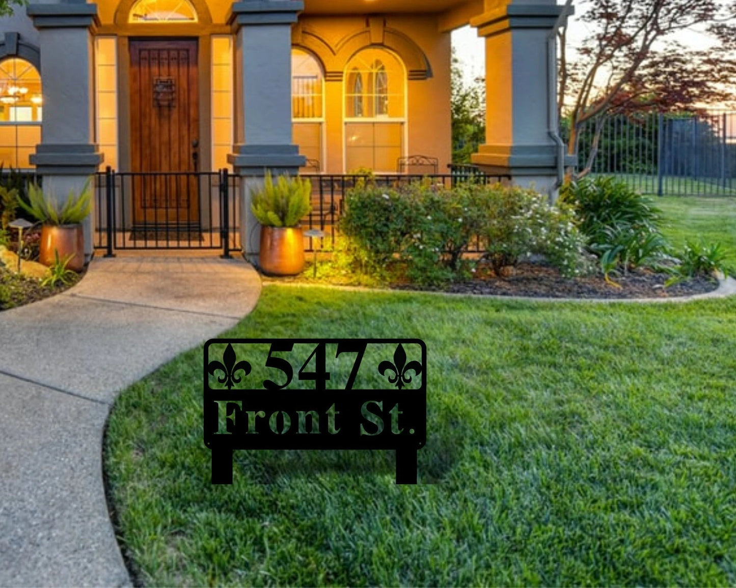 Lawn Address Monogram Metal Sign Custom Address Sign Address Sign For Home Housewarming Gift Custom Address Lawn Sign For Home Realtor