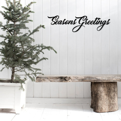 Seasons Greetings Sign Steel Script Words For The Wall Holiday Sign Christmas Decor Winter Sign Mantel Decor