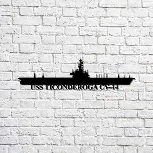 Uss Ticonderoga Cv14 Navy Ship Metal Sign, Memory Wall Metal Sign Gift For Navy Veteran, Navy Ships Silhouette Metal Sign Laser Cut Metal Signs Custom Gift Ideas