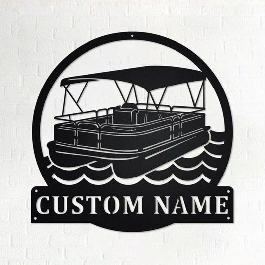 Custom Pontoon Boat Personalized Pontoon Boat Name Sign Decoration For Room Pontoon Boat Custom Pontoon Boat - 8 inches - metal sign