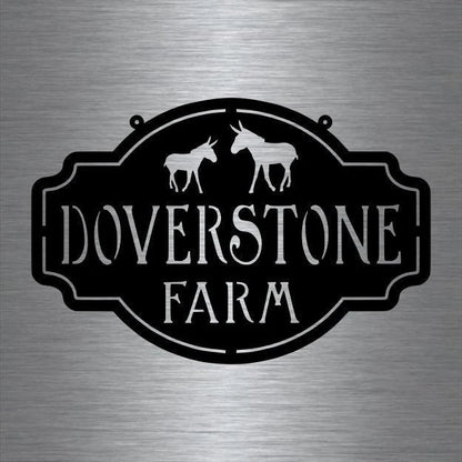 Metal Farm Sign , Donkeys Personalized Family Name Metal Sign Housewarming Gift Wedding Gift Personalized Gift, Laser Cut Metal Signs Custom Gift Ideas