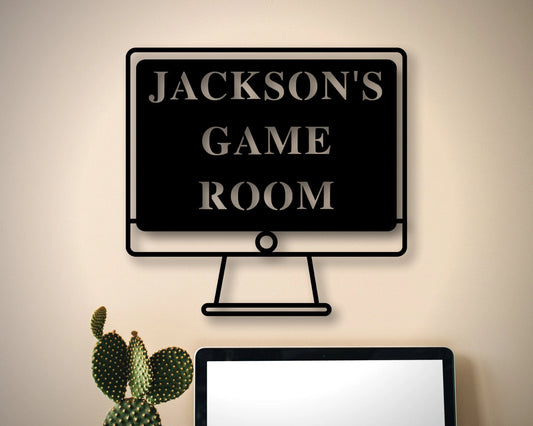 Personalized Metal Computer Sign, Game Room Sign, Game Room Computer Metal Signs, Personalized Computer - metal sign