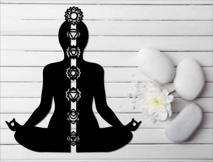 Chakra Meditation Metal Wall Art Yoga Studio Decor, Cut Metal Sign, Wall Metal Art Laser Cut Metal Signs Custom Gift Ideas