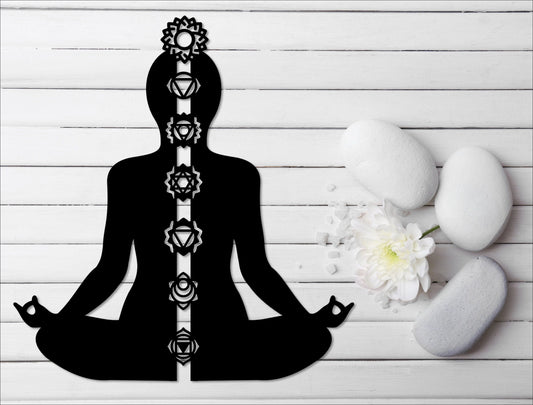 Chakra Meditation Metal Wall Art Yoga Studio Decor, Cut Metal Sign, Wall Metal Art Laser Cut Metal Signs Custom Gift Ideas