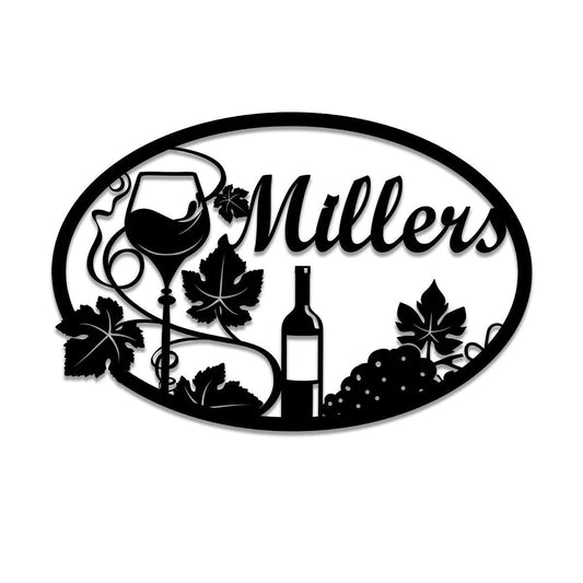 Personalized Grape Cellar Wine Metal Bar Sign, Custom Pub, Tap, Metal Laser Cut Metal Signs Custom Gift Ideas - 8 inches - metal sign