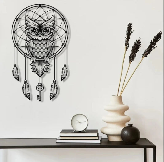 Dream Catcher Owl Metal House Sign Laser Cut Metal Signs Custom Gift Ideas - 8 inches - metal sign