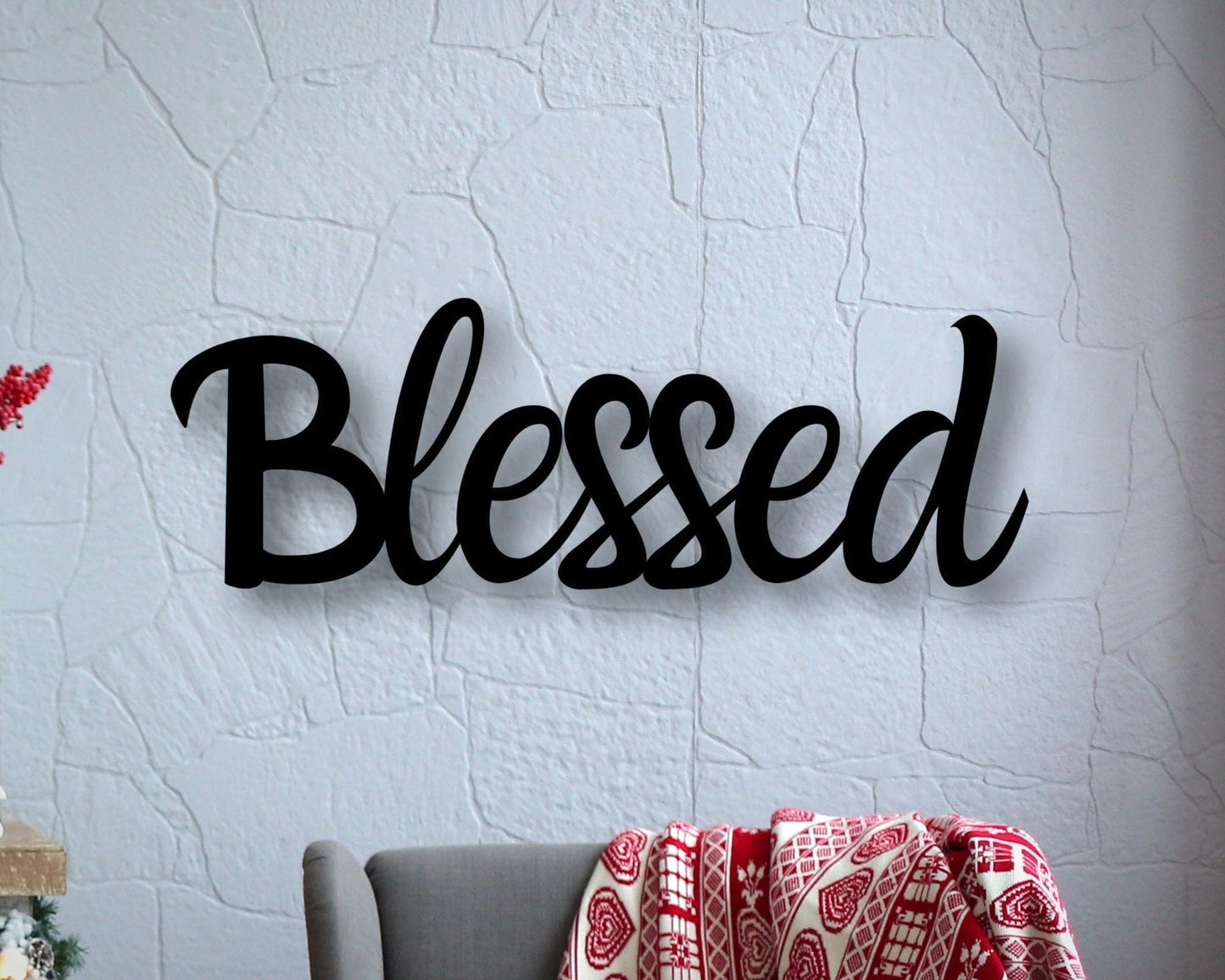Blessed In Script Blessed Blessed Sign Blessed Sign In Script Blessed Metal Script Blessed Metal Sign