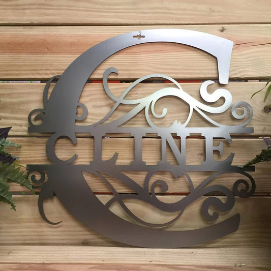 Swirl Family Established Sign Cut Metal Sign Metal House Sign - 8 inches - metal sign