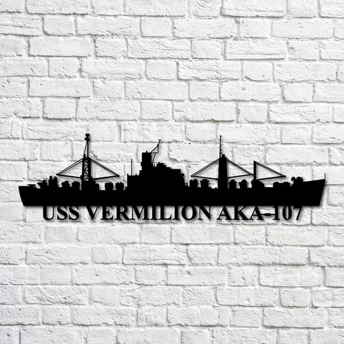 Uss Vermilion Aka107 Navy Ship Metal Art, Custom Us Navy Ship Cut Metal Sign, Gift For Navy Veteran, Navy Ships Silhouette Metal Art, Navy Home Decor Laser Cut Metal Signs Custom Gift Ideas