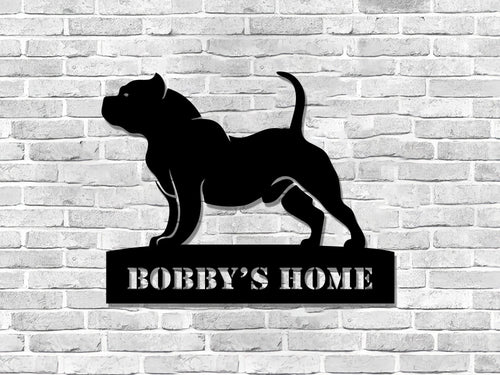 Customized Pitbull House Sign Pitbull Sign Dog Lover Sign Pet Name Sign Pet Clinic Metal Wall Animal Care Sign