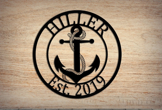 Anchor Sign Nautical Decor Beach Decor Wall Decor Custom Wedding Gift Lake Nautical Sign Anchor Family Name