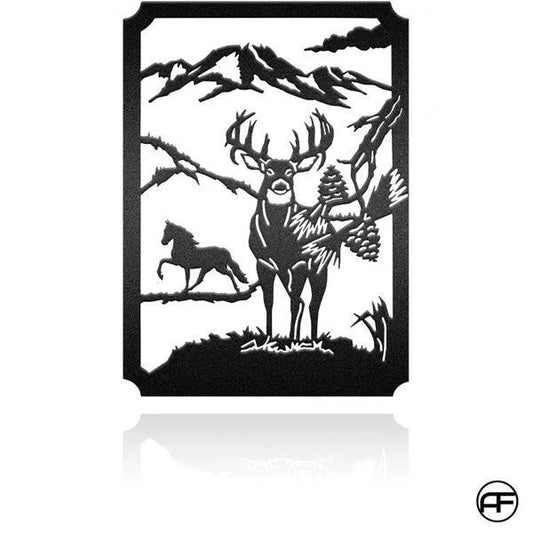Horse And Elk Personalized Horse Metal Sign, Horseshoe Art, Western Decor, Initial Metal Sign - metal sign