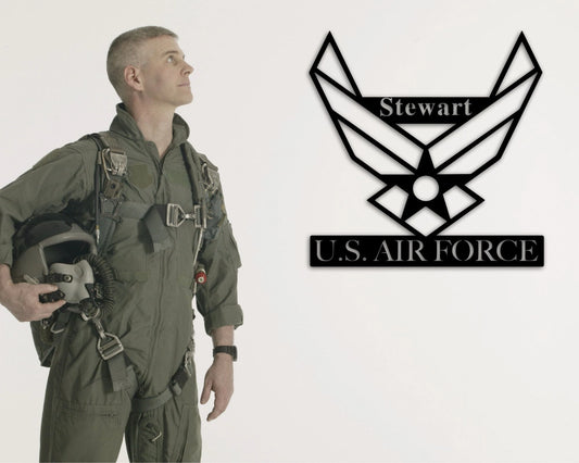 Metal Name Sign For Air Force Vet Gift For Veteran Air Force Family Sign Officer Retirement Gift Ideas Custom Gifts For Air Force Vet - 8 inches - metal sign