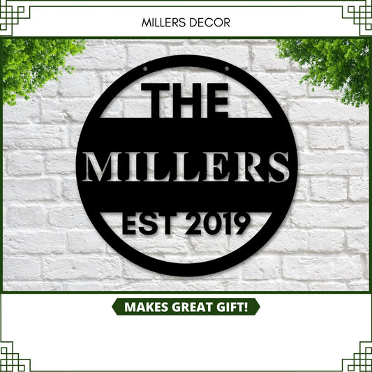 Family Name Established Sign, Personalized Established Metal Sign, Housewarming Gift, Door Hanger, Metal - metal sign