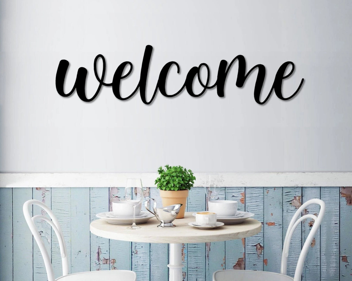 Welcome Metal Word Art Cursive Script Word Sign Rustic Metal Welcome Sign Farmhouse Decor Housewarming Word Art