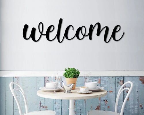 Welcome Metal Word Art Cursive Script Word Sign Rustic Metal Welcome Sign Farmhouse Decor Housewarming Word Art