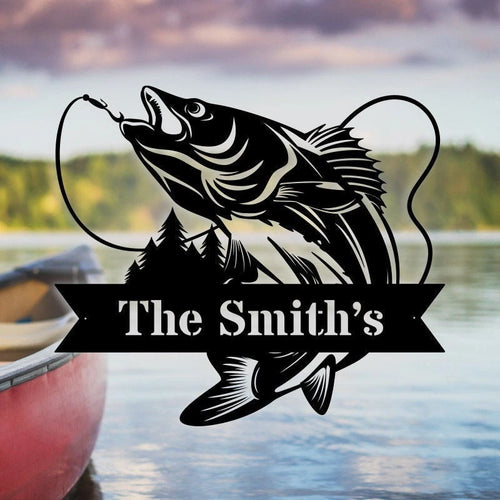 Walleye Metal Fish Sign For Outdoors On House Fishing Lover Wall Sign