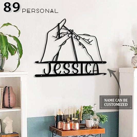 Knitting With Skillful Hands Personalized Metal Sign - 8 inches - metal sign