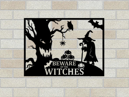 Beware Of The Witches Metal Sign Halloween Metal Sign Pumpkin Metal Sign Horror Day Decor Halloween Day Decor Wall Hanging Gifts