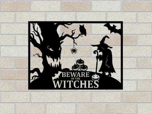 Beware Of The Witches Metal Sign Halloween Metal Sign Pumpkin Metal Sign Horror Day Decor Halloween Day Decor Wall Hanging Gifts