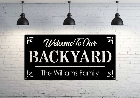 Personalized Backyard Sign Backyard Oasis Memories Metal Sign Welcome Sign Oasis House Warming Gift - metal sign