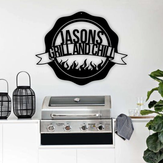 Personalized Bbq Sign, Custom Name Barbecue Patio Sign, Grilling Gifts Signs Personalized, Outdoor - metal sign