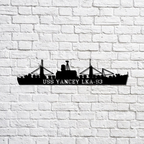 Uss Yancey Lka93 Navy Ship Metal Sign, Memory Wall Metal Sign Gift For Navy Veteran, Navy Ships Silhouette Metal Sign Laser Cut Metal Signs Custom Gift Ideas