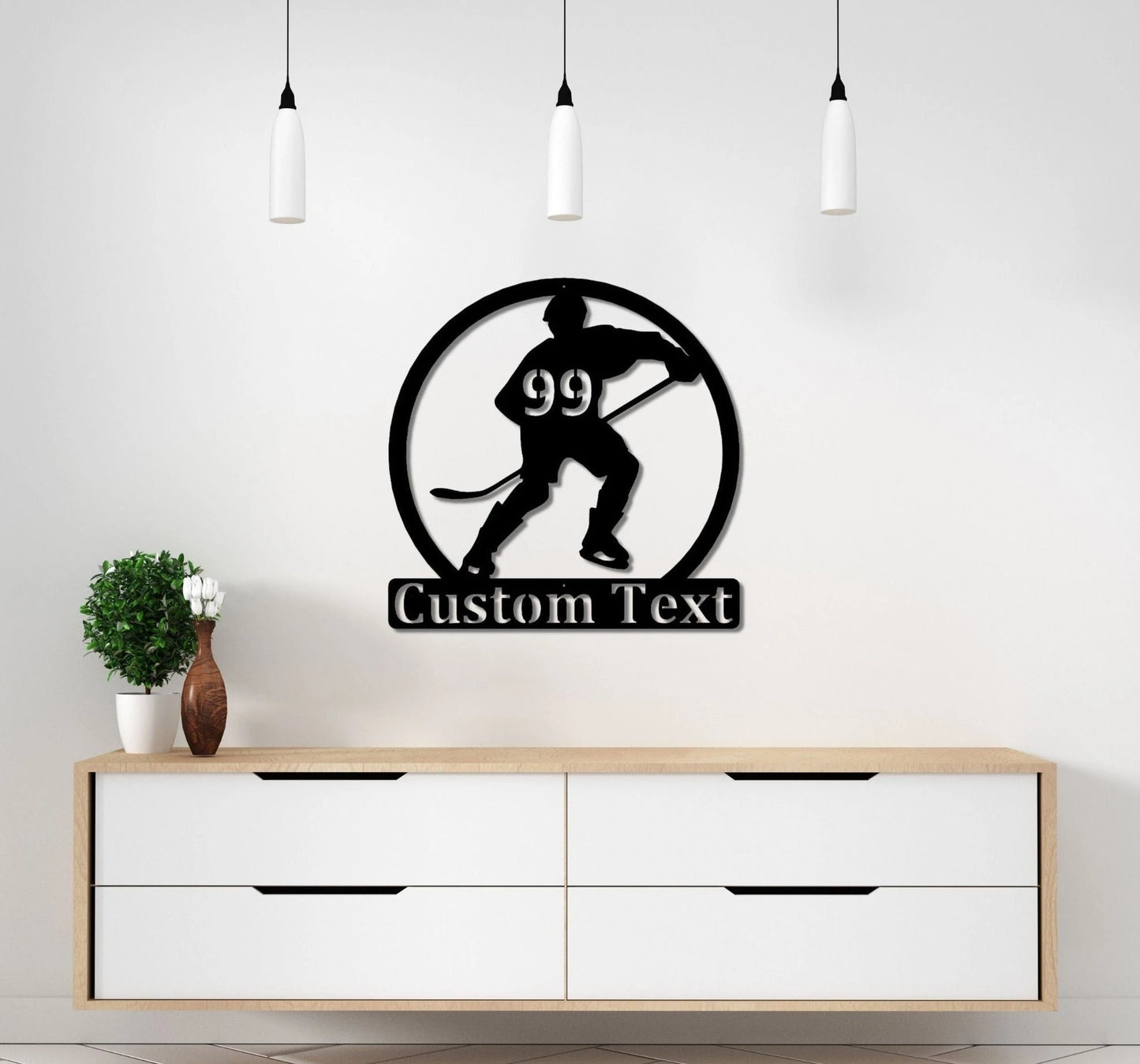 Hockey Player Metal Decor Custom Hockey Sign Outdoor Indoor Wall Decor Non Rust Metal Decor Personalized Wall Decor