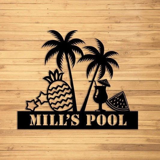 Palm Tree Scene Sign Metal Beach House Sign Beach House Decor Outdoor Family Sign Outdoor Decor Metal Sign Beach Sign - 8 inches - metal sign