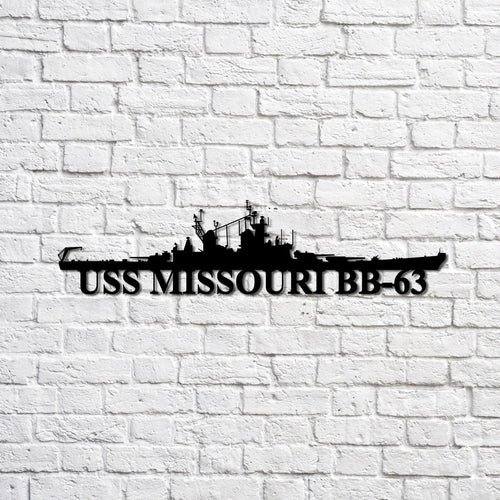 Uss Missouri Bb63 Navy Ship Metal Sign, Memory Wall Metal Sign Gift For Navy Veteran, Navy Ships Silhouette Metal Sign Laser Cut Metal Signs Custom Gift Ideas