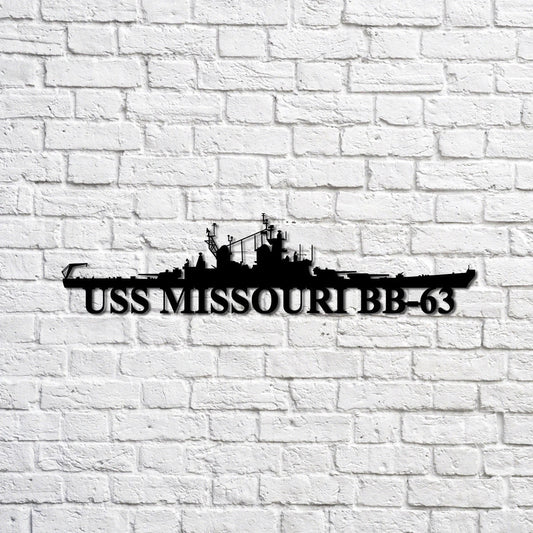 Uss Missouri Bb63 Navy Ship Metal Sign, Memory Wall Metal Sign Gift For Navy Veteran, Navy Ships Silhouette Metal Sign Laser Cut Metal Signs Custom Gift Ideas