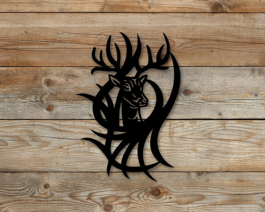 Deer Metal Sign Deer Decor Deer Head Sign Deer Hunting Sign Antler Sign Deer Antler Sign Hunters Gift Hunting Decor Deer Decor Sign - 8 inches - metal sign