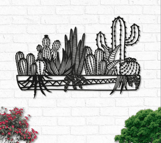 Cactus Natural Metal House Sign