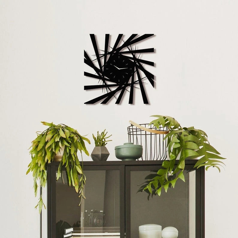 Metal Wall Clock Large Wall Clock Metal Wall Decor Office Decor Wall Hanging Abstract Boho Clock Living Room Art