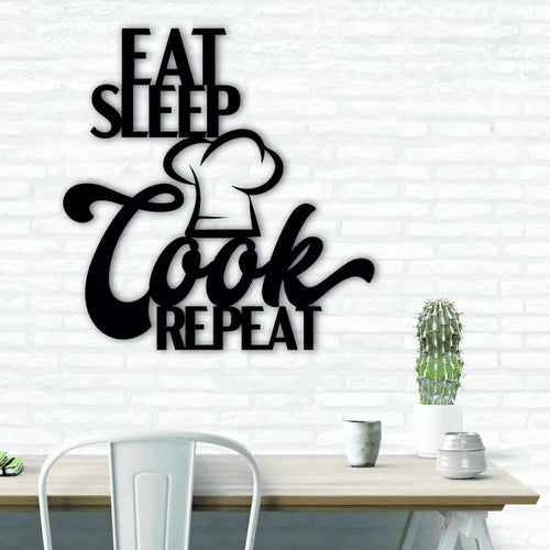 Eat Sleep Cook Repeat Kitchen decor Cut Metal Sign Laser Cut Metal Signs Custom Gift Ideas
