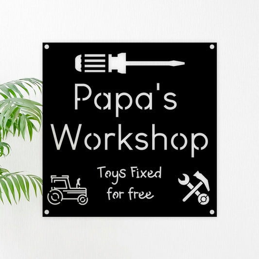 Workshop Signs For Grandpa Papa Poppa Pappy Or Daddy Toys Fixed For Free Metal Sign Usa Made Grandparents Day Sign Father's Day