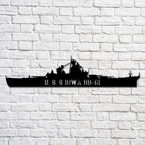 U.s.s Iowa Bb61 Navy Ship Metal Art, Gift For Navy Veteran, Navy Ships Silhouette Metal Art, Navy Home Decor Laser Cut Metal Signs Custom Gift Ideas
