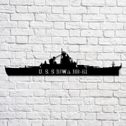 U.s.s Iowa Bb61 Navy Ship Metal Art, Gift For Navy Veteran, Navy Ships Silhouette Metal Art, Navy Home - metal sign