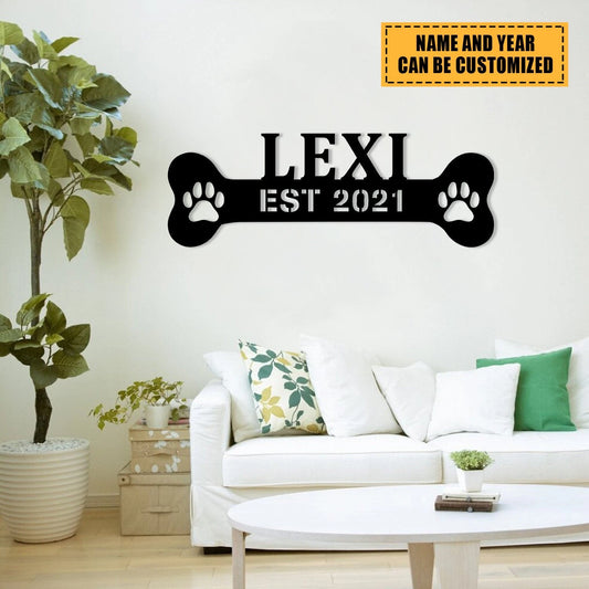 Personalized Dog Paw Bone Metal Sign, Pet Housewarming Home Decor, Metal Laser Cut Metal Signs Custom Gift Ideas - 8 inches - metal sign