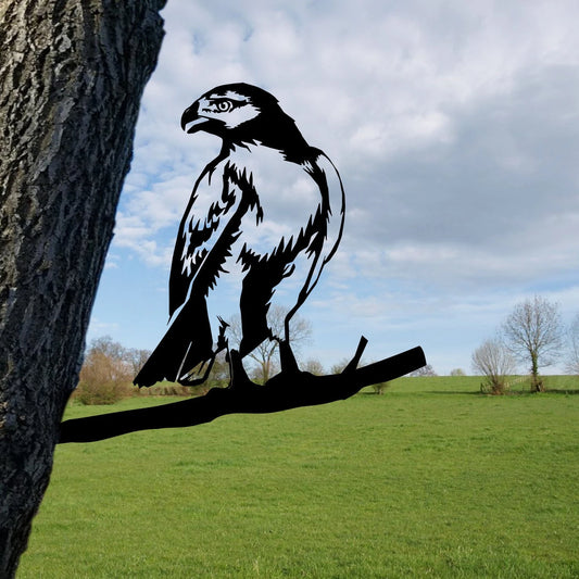 Hawk Bird Metal Tree Stake, Man Cave, Garden Decor Laser Cut Metal Signs Custom Gift Ideas - 8 inches - metal sign