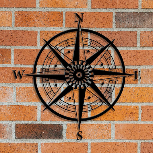 Nautical Compass, Compass Rose Metal Sign, Metal Gps Sign For House, Personalized Longitude Latitude - metal sign