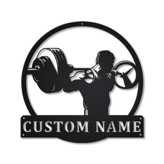Personalized Powerlifting Sport Monogram Metal Sign Art, Custom Powerlifting Sport Metal Sign, Hobbie - metal sign